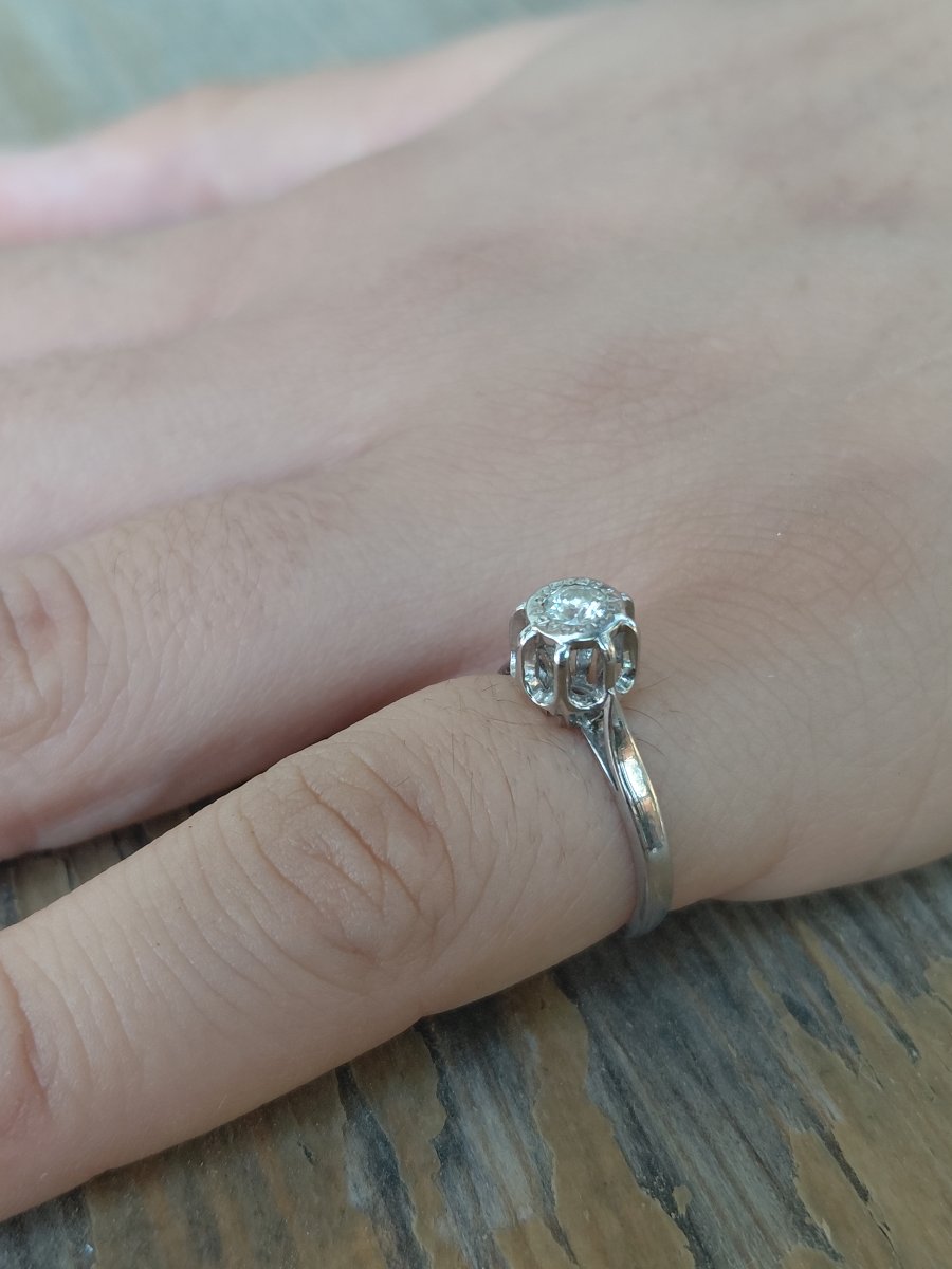 White Gold Diamond Solitaire Ring-photo-7