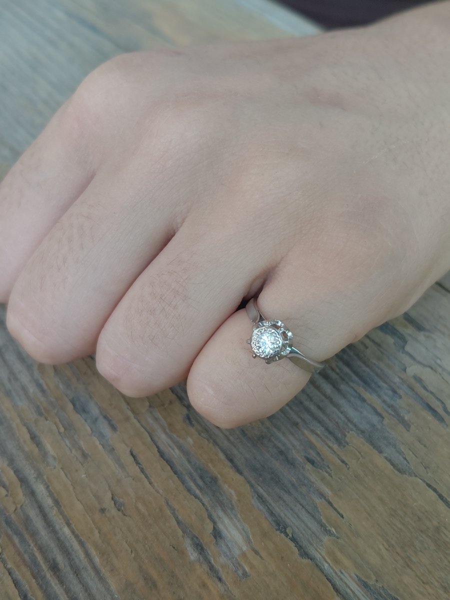 White Gold Diamond Solitaire Ring-photo-8