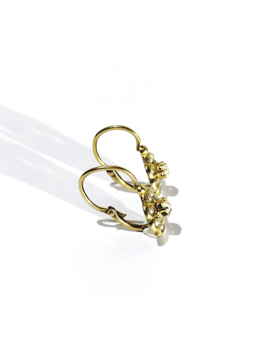 Paire de boucle d’oreille dormeuse or et perles -photo-3
