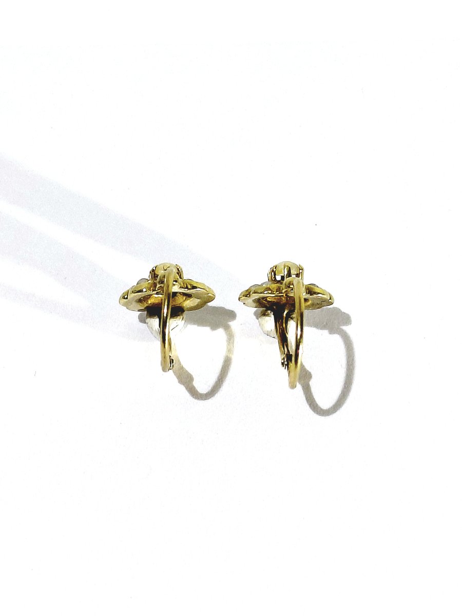 Paire de boucle d’oreille dormeuse or et perles -photo-4