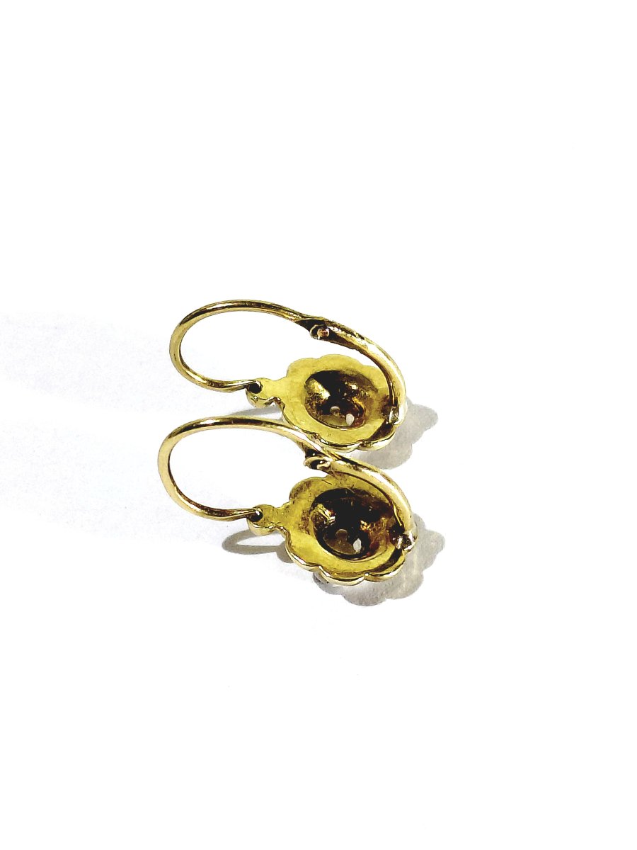 Paire de boucle d’oreille dormeuse or et perles -photo-5