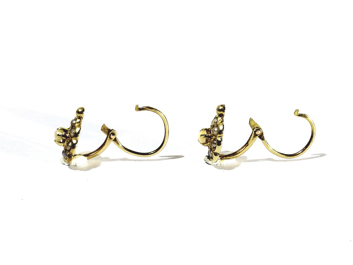 Paire de boucle d’oreille dormeuse or et perles -photo-6