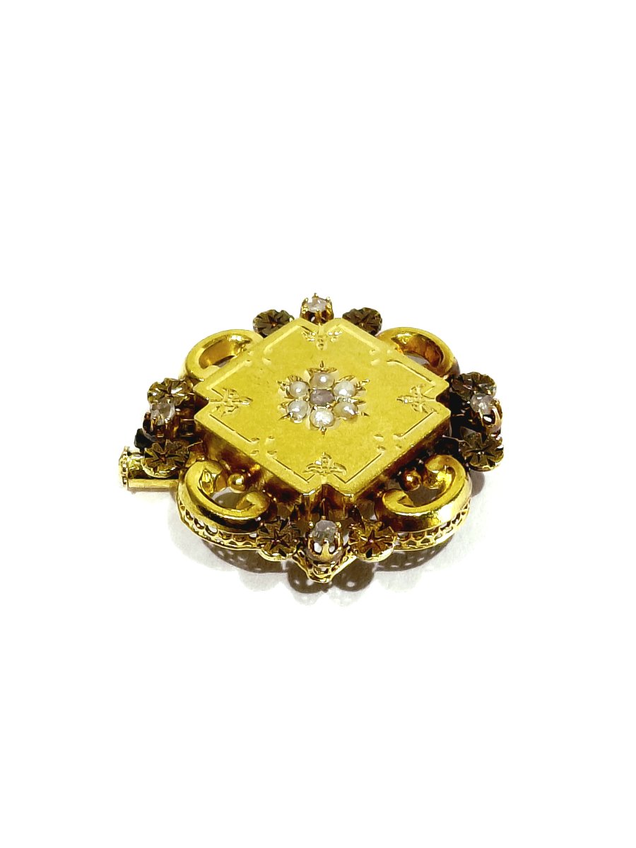 Rose Gold Brooch With Pearls And Diamonds -photo-4