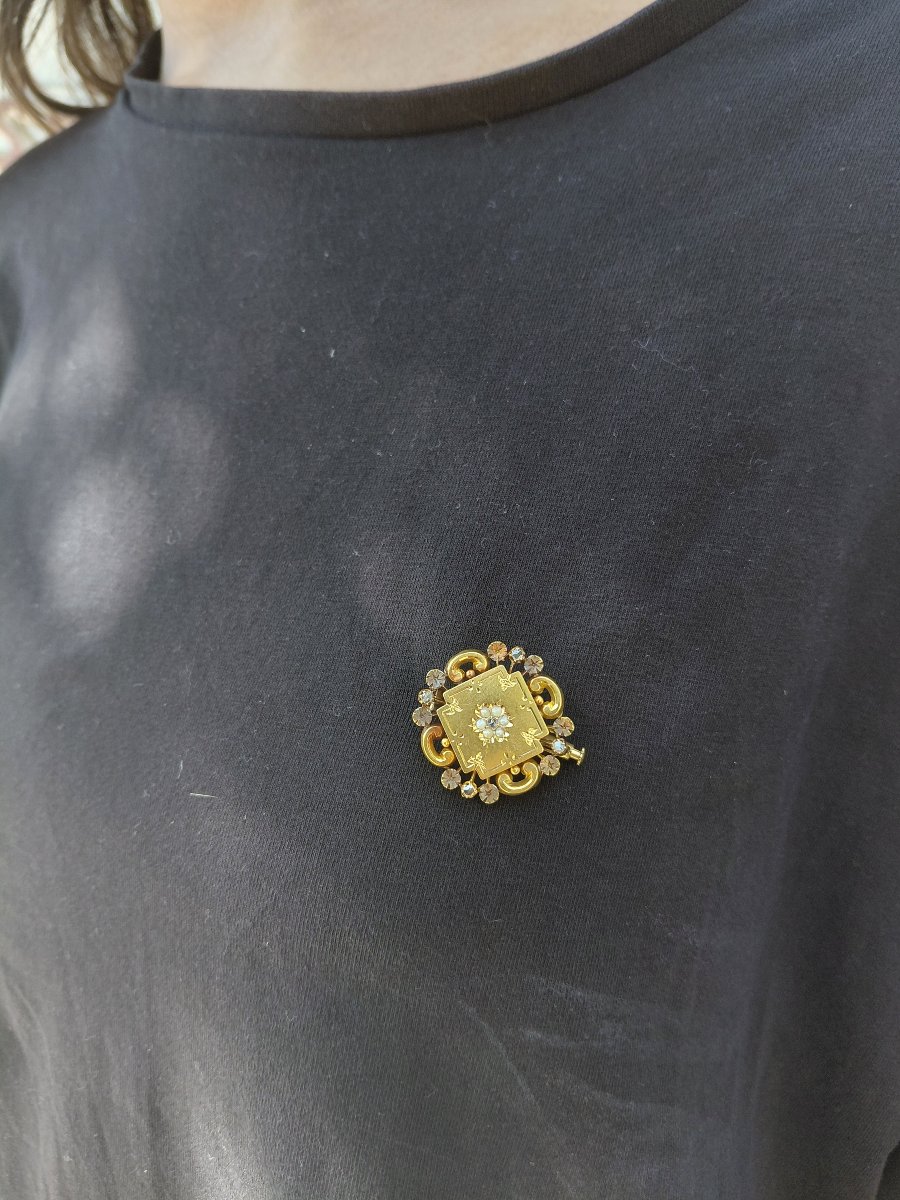Rose Gold Brooch With Pearls And Diamonds -photo-8