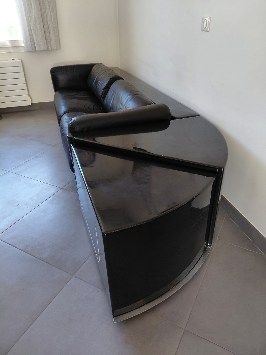 Cini Boeri - Gradual Lounge Sofa In Black Leather By Knoll/gavina-photo-2
