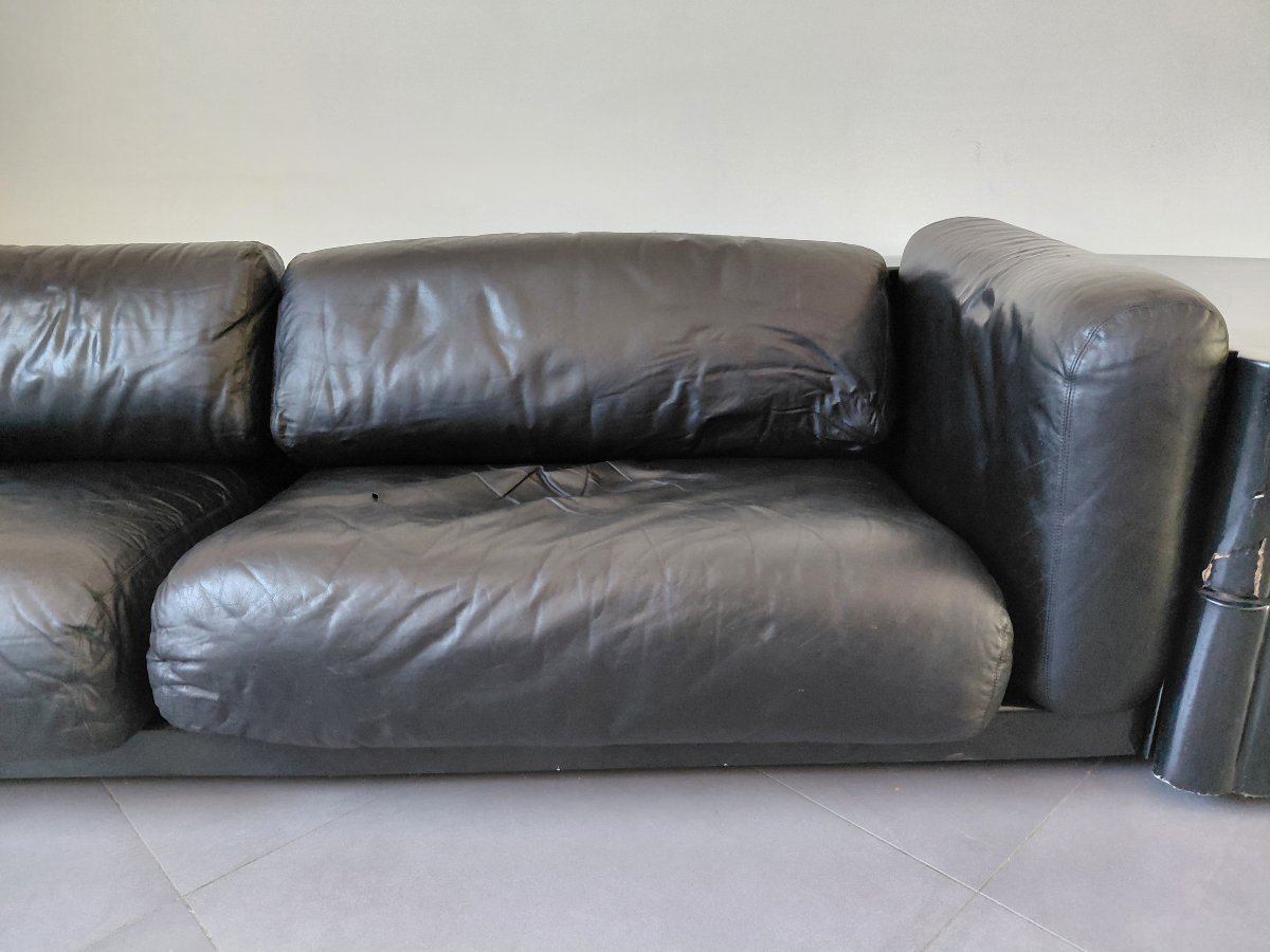 Cini Boeri - Gradual Lounge Sofa In Black Leather By Knoll/gavina-photo-4