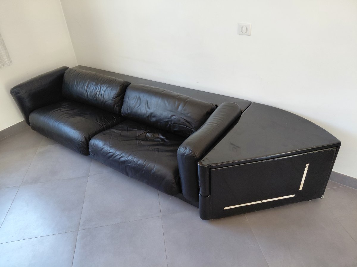 Cini Boeri - Gradual Lounge Sofa In Black Leather By Knoll/gavina-photo-3