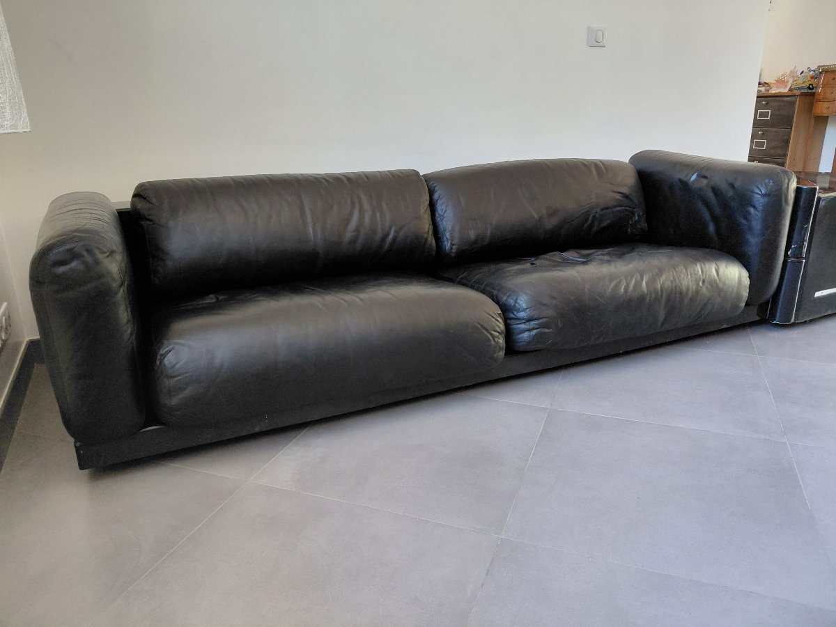 Cini Boeri - Gradual Lounge Sofa In Black Leather By Knoll/gavina-photo-8