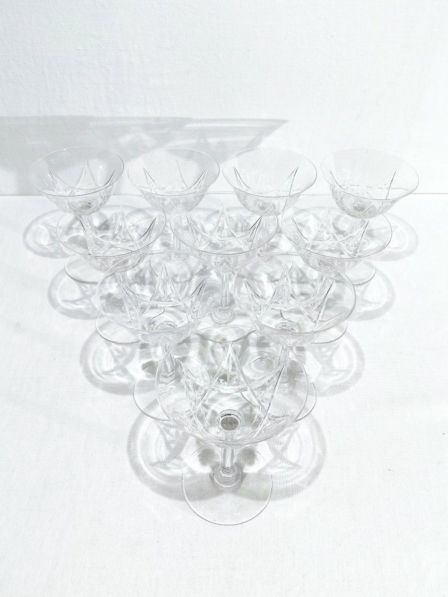 Saint Louis - 10 Crystal Champagne Glasses - Lasalle Model-photo-5