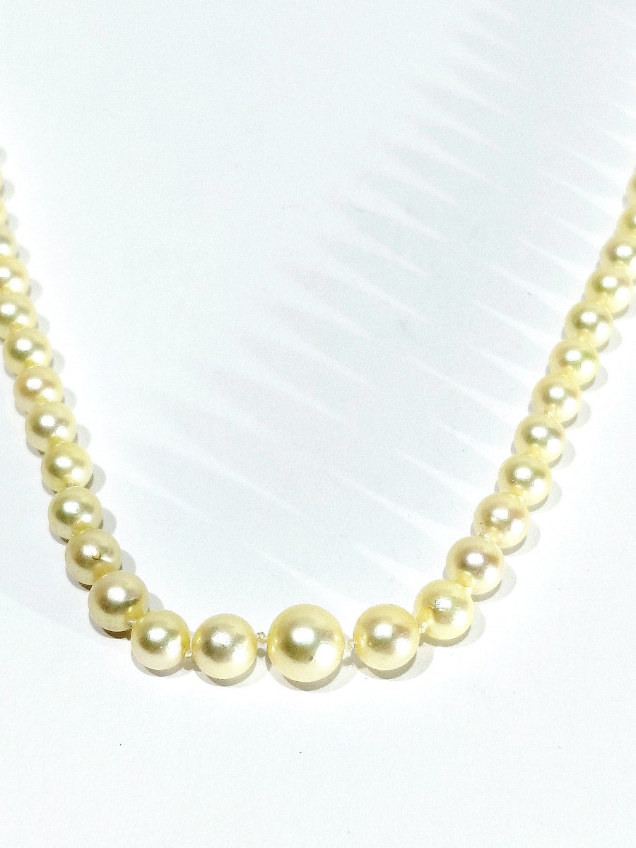 Collier de perles et fermoir en or blanc-photo-4