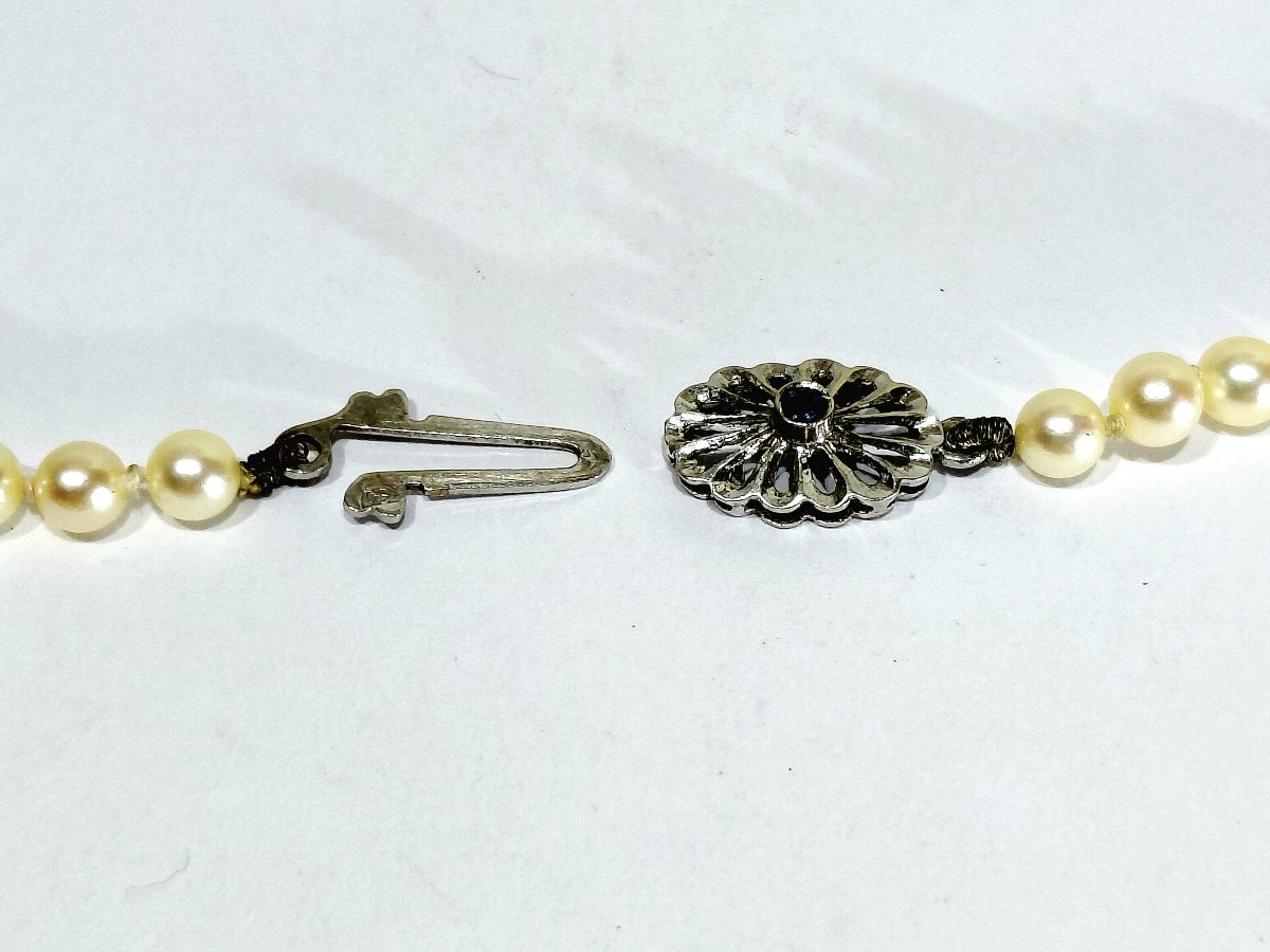 Collier de perles et fermoir en or blanc-photo-5