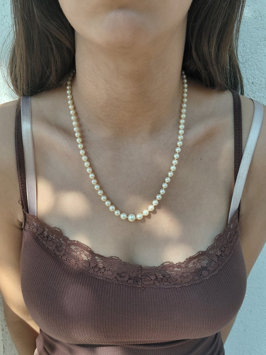 Collier de perles et fermoir en or blanc-photo-7