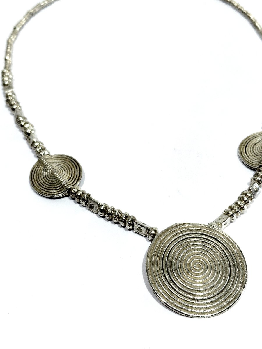 Silver Necklace With Circular Motifs-photo-3