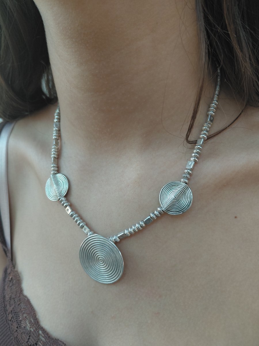 Silver Necklace With Circular Motifs-photo-8