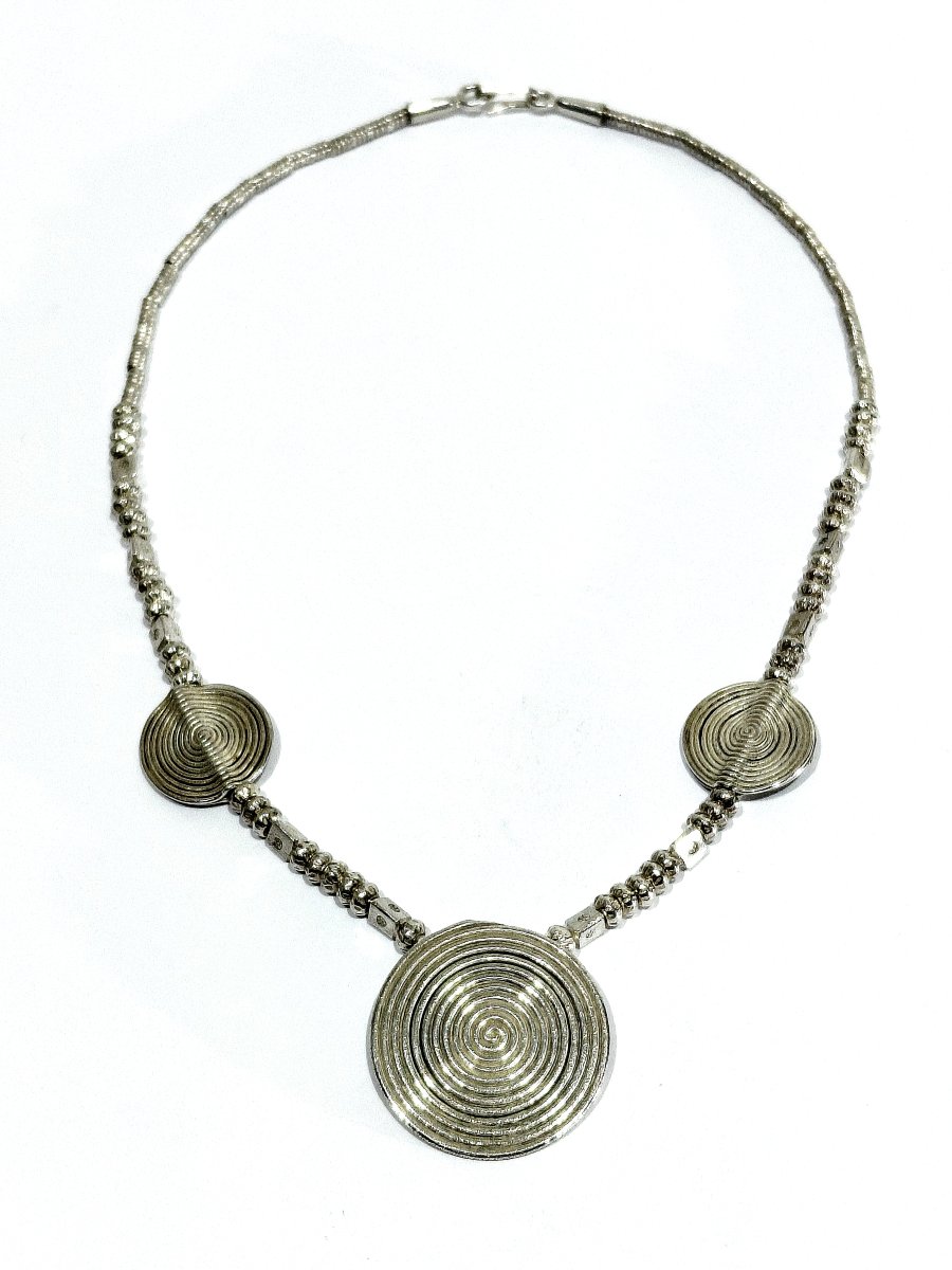 Silver Necklace With Circular Motifs