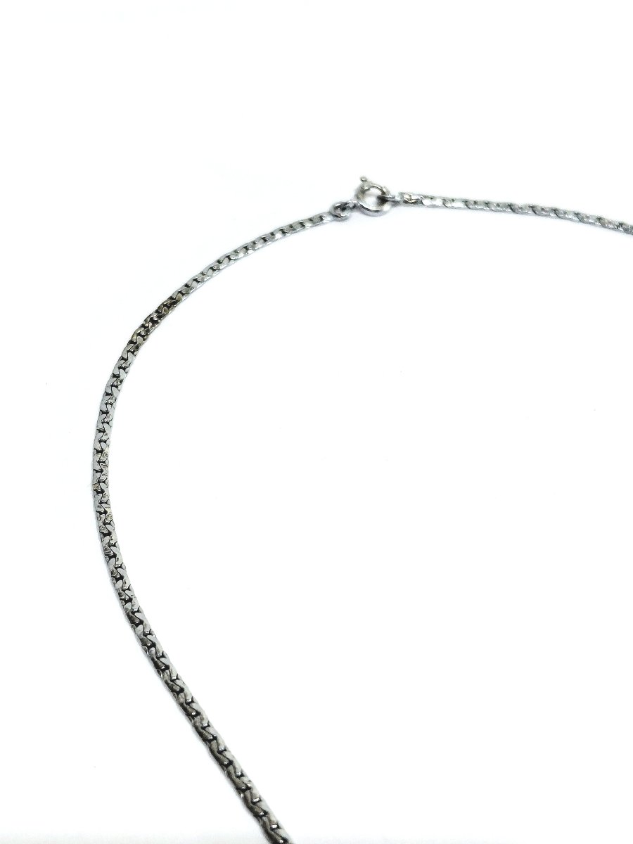 Rhodium-plated Silver Necklace With Onyx And Marcassite-photo-2