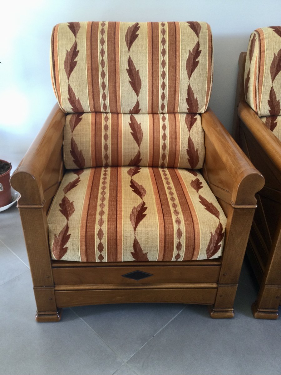 Jacques Leleu - Pair Of Cherry Wood Armchairs-photo-1