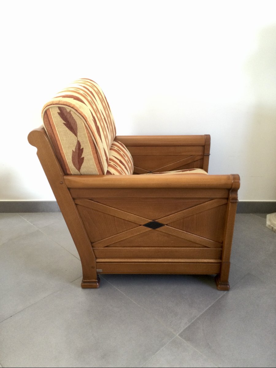 Jacques Leleu - Pair Of Cherry Wood Armchairs-photo-2