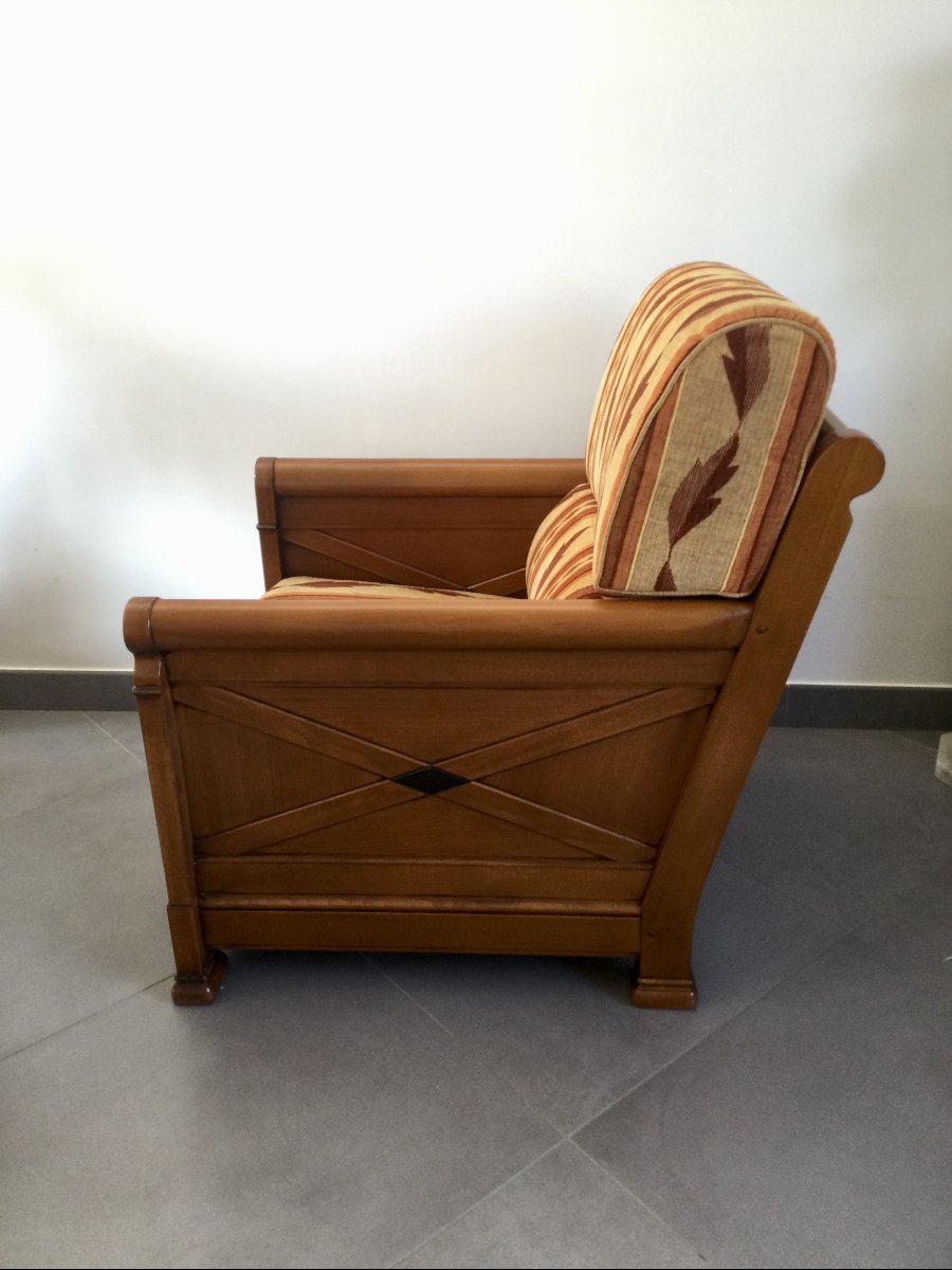 Jacques Leleu - Pair Of Cherry Wood Armchairs-photo-4