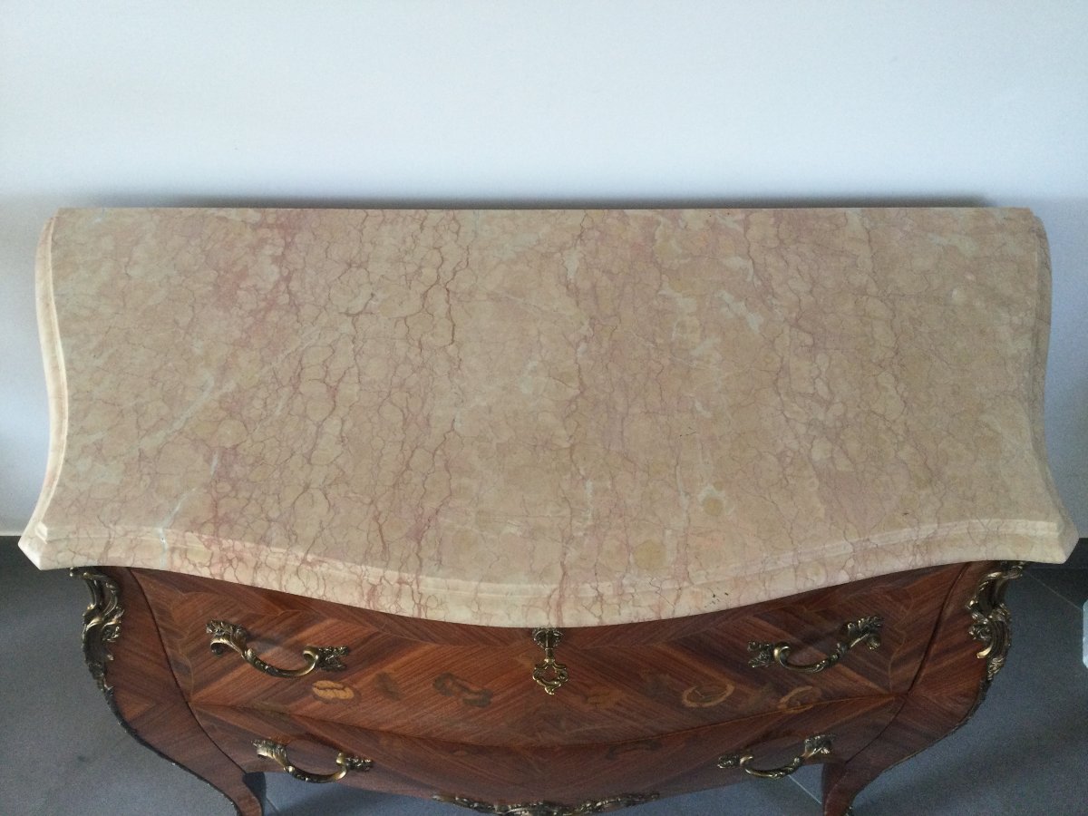 Louis XV-style Marquetry Chest Of Drawers-photo-1