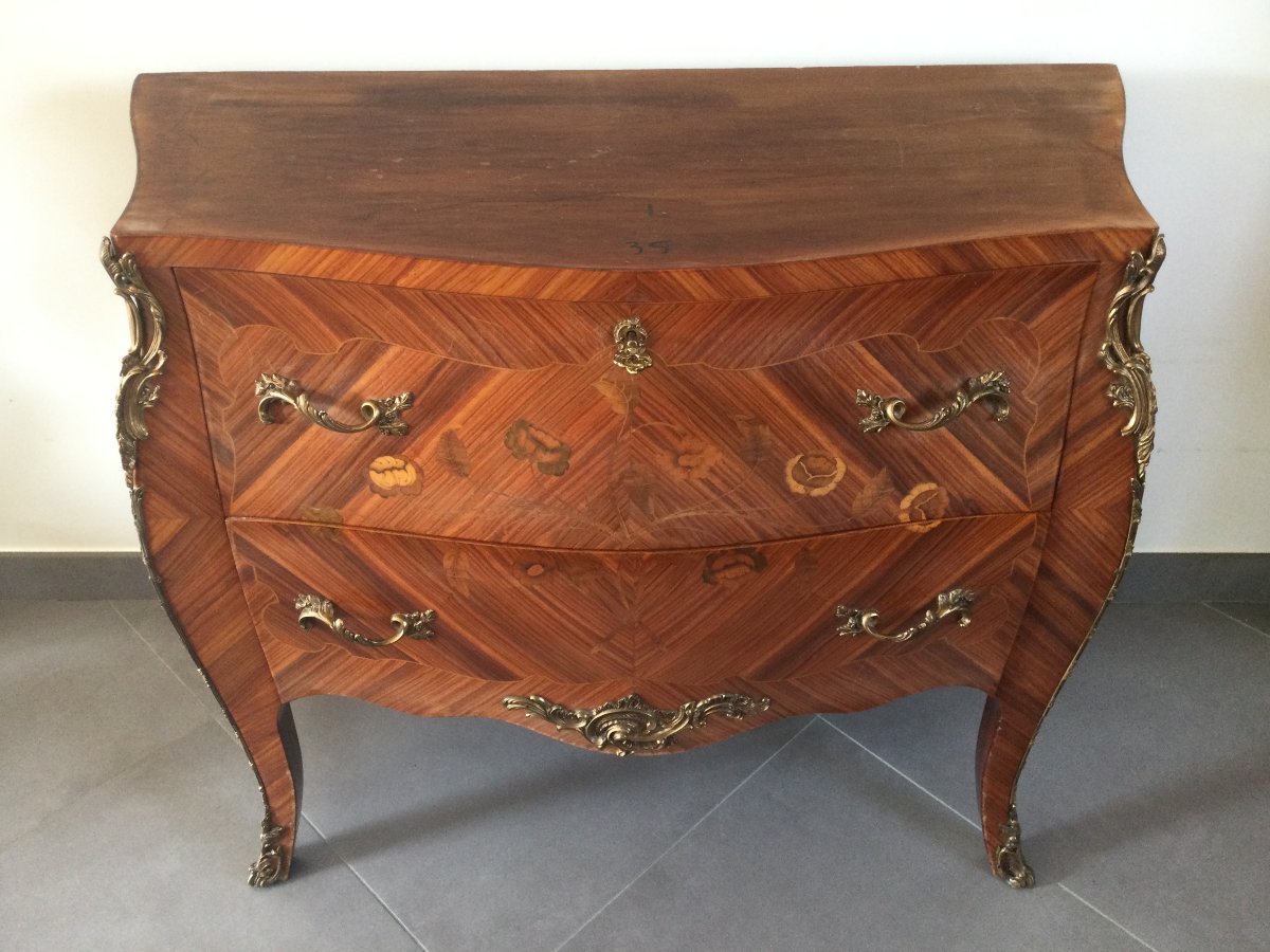 Louis XV-style Marquetry Chest Of Drawers-photo-7