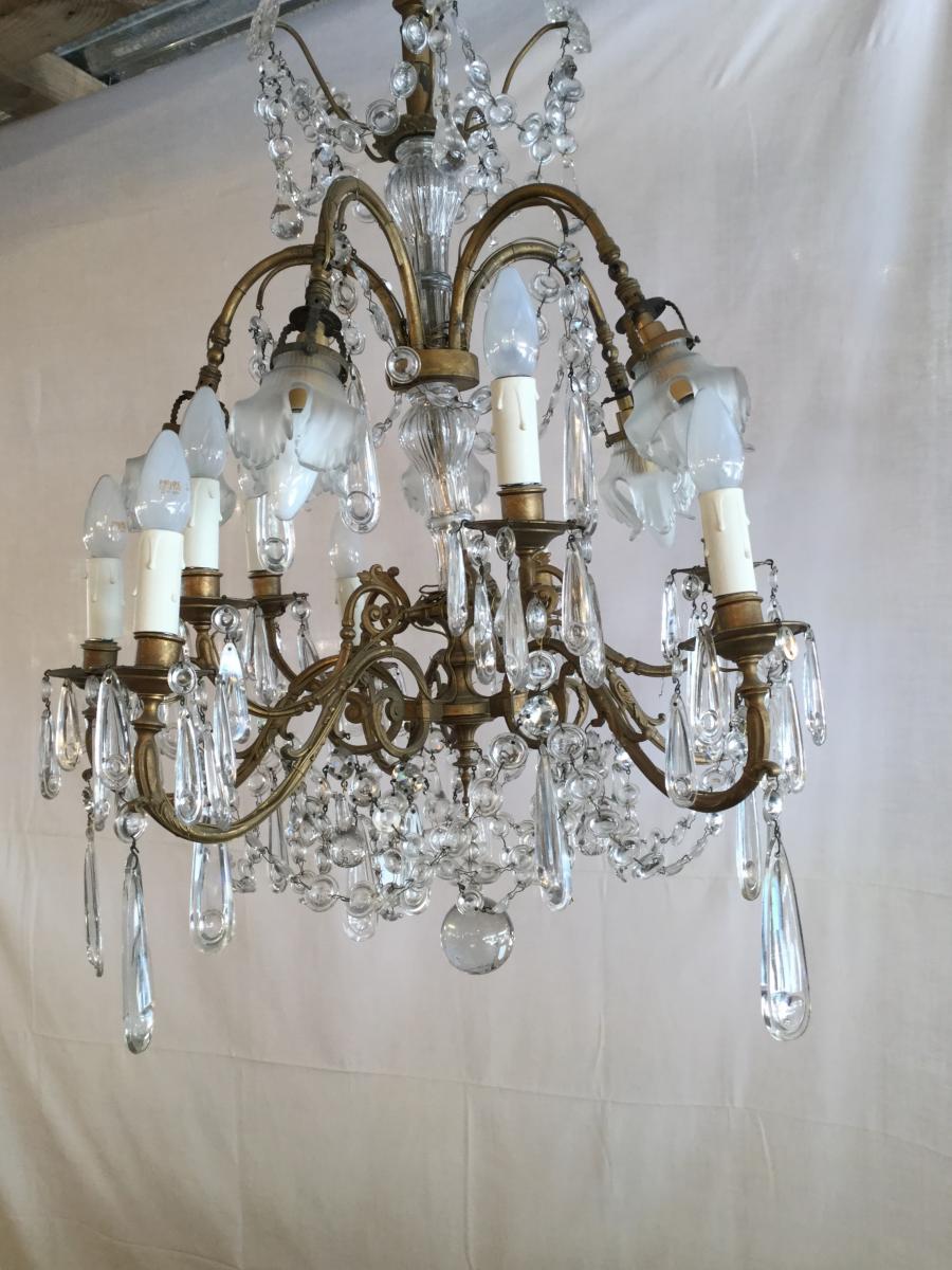 Chandelier 15 Lights Bronze And Crystal-photo-3