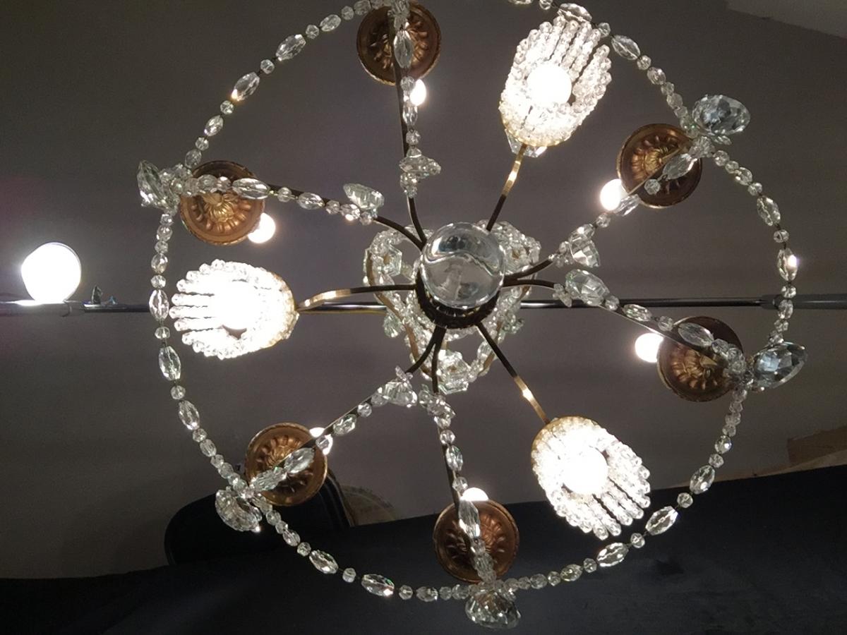Chandelier In Bronze And Crystal 9 Lights-photo-3