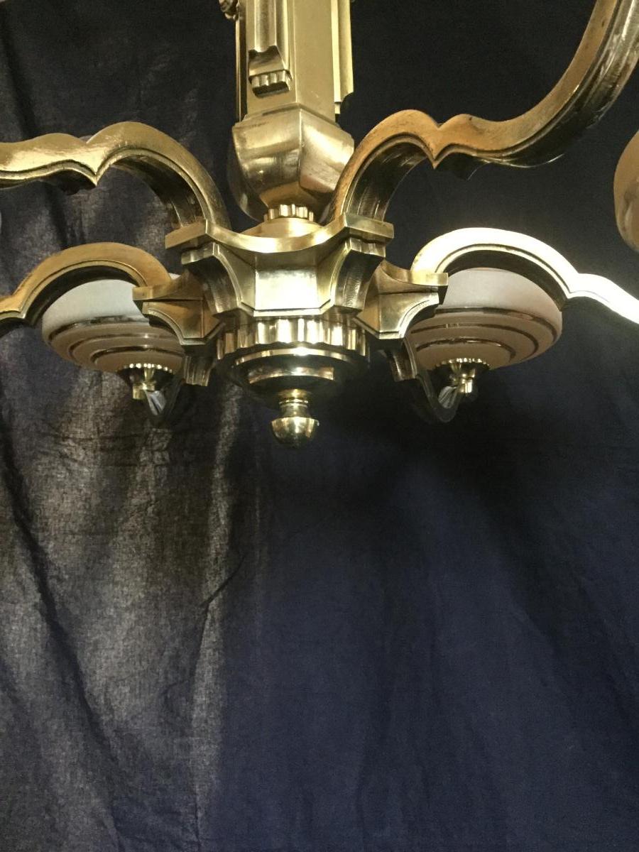 Bronze Art Deco Chandelier 6 Lights-photo-3