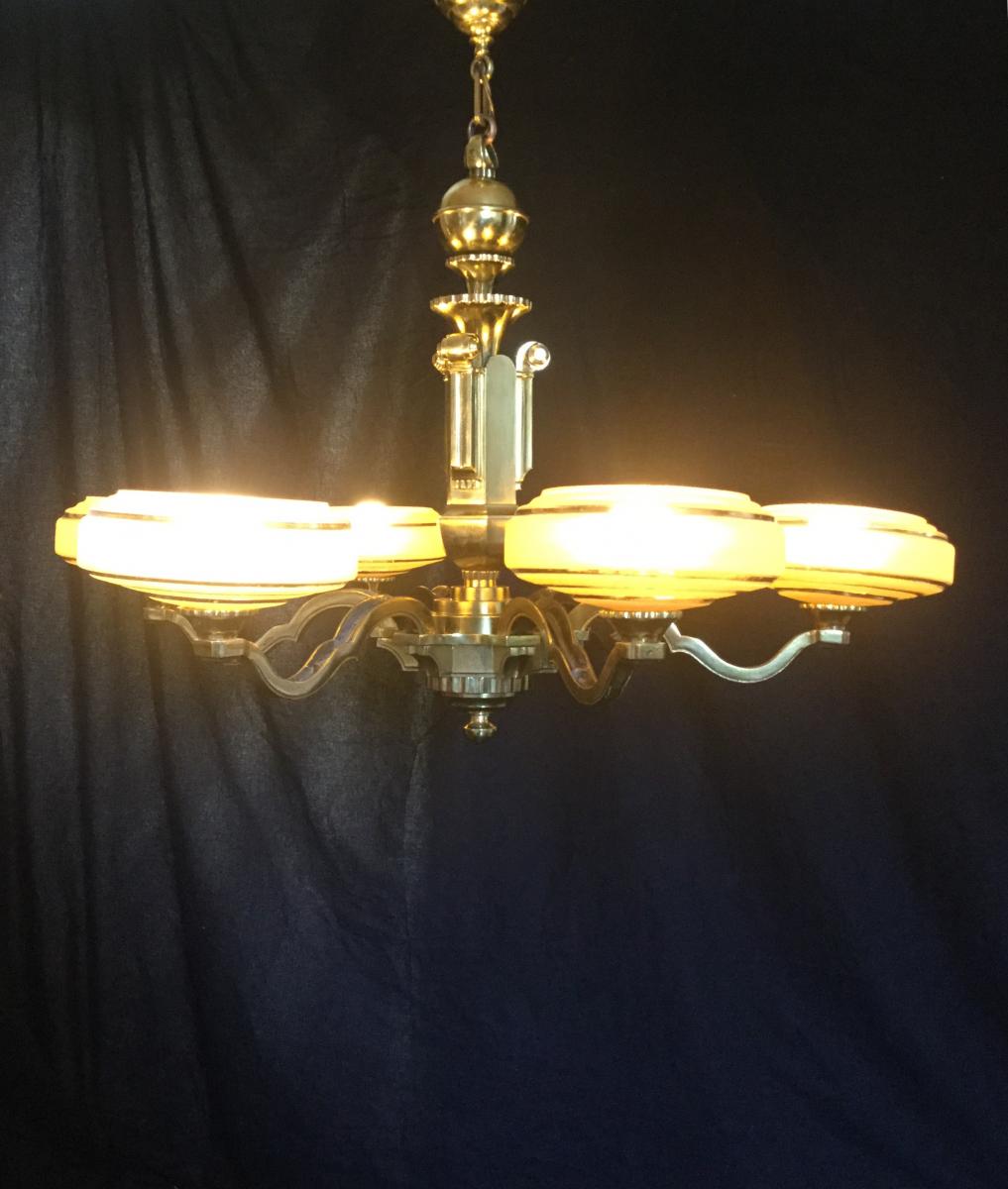 Bronze Art Deco Chandelier 6 Lights-photo-6