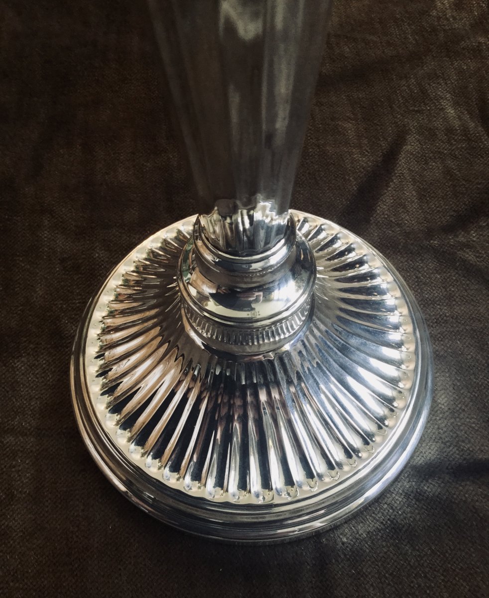 Paire De Flambeaux En Argent Massif-photo-4
