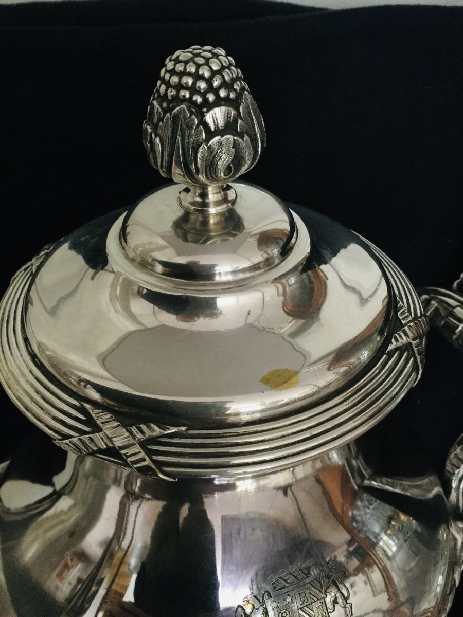 Samovar Métal Argenté, Ivoire Et Ébène De Macassar-photo-3