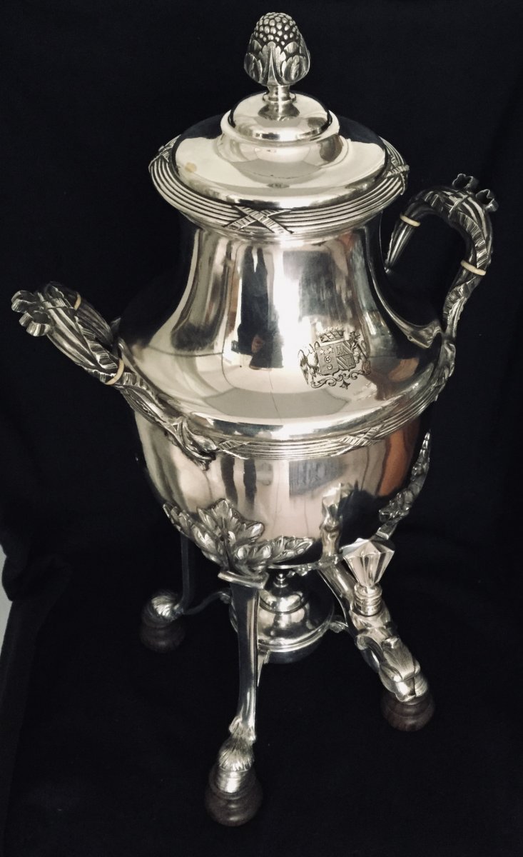 Samovar Silver Metal, Ivory And Macassar Ebony