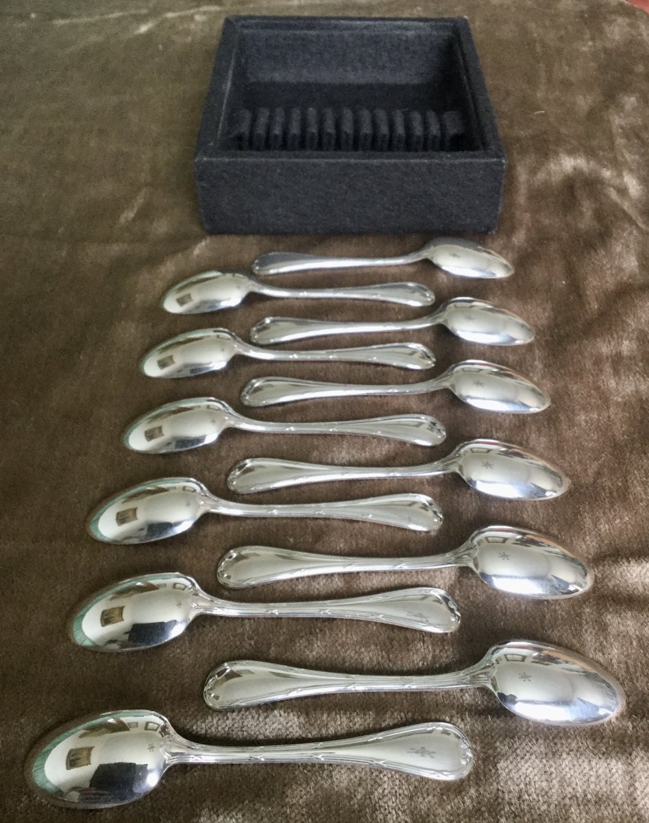 12 Christofle Crossed Ribbon Mocha Spoons-photo-3