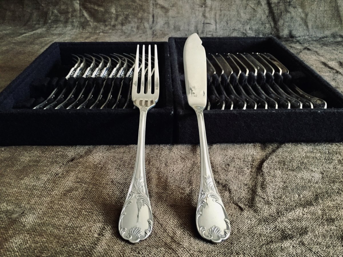 12 Christofle Marly Fish Cutlery