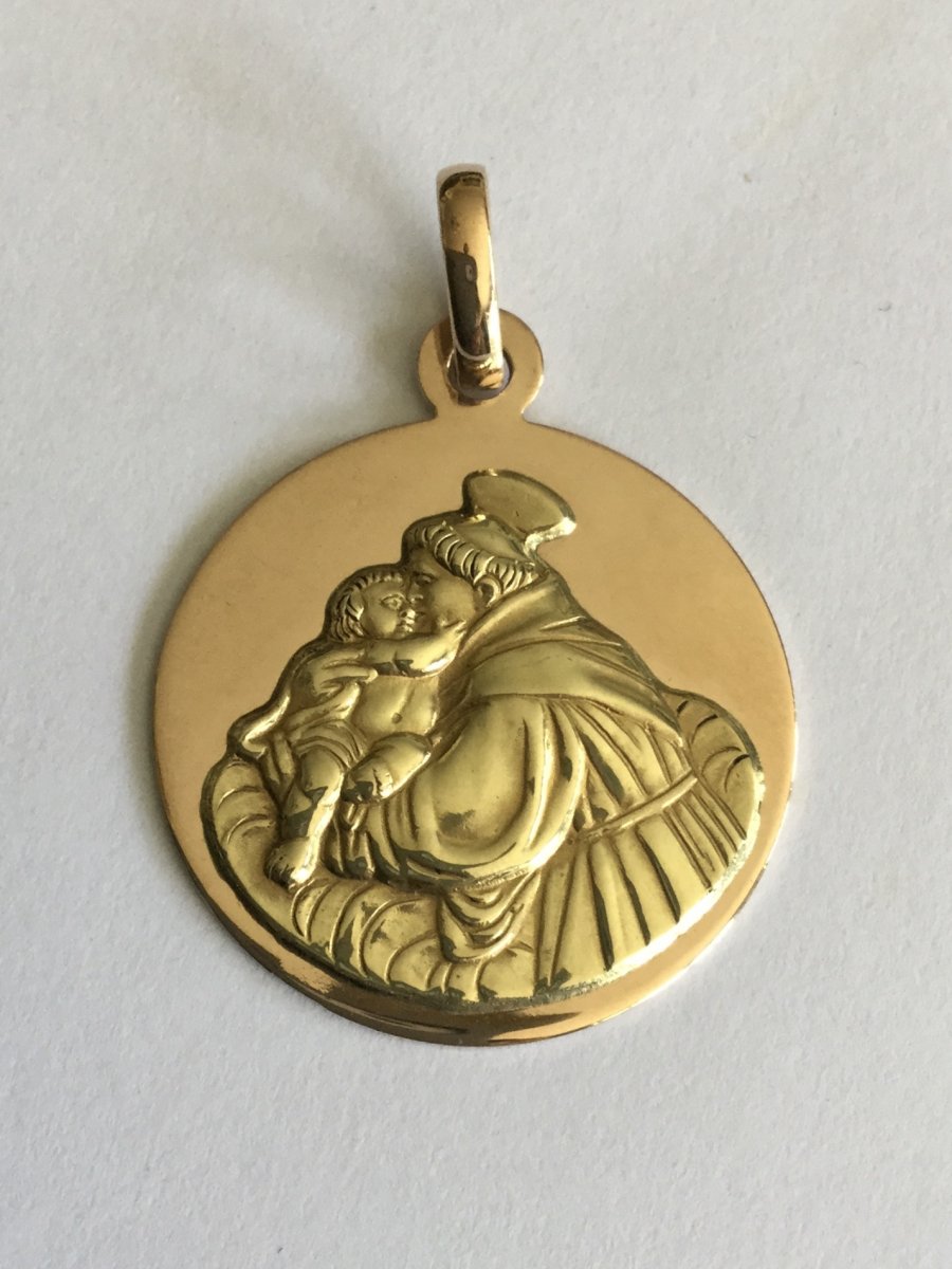 Religious Medal In Yellow And Rose Gold-photo-3