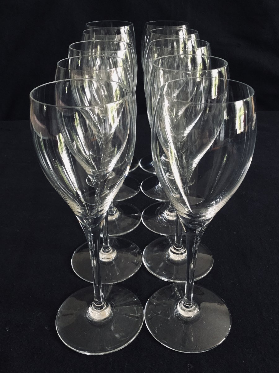 10 White Wine Glasses In Baccarat Crystal Model Saint Rémy-photo-2