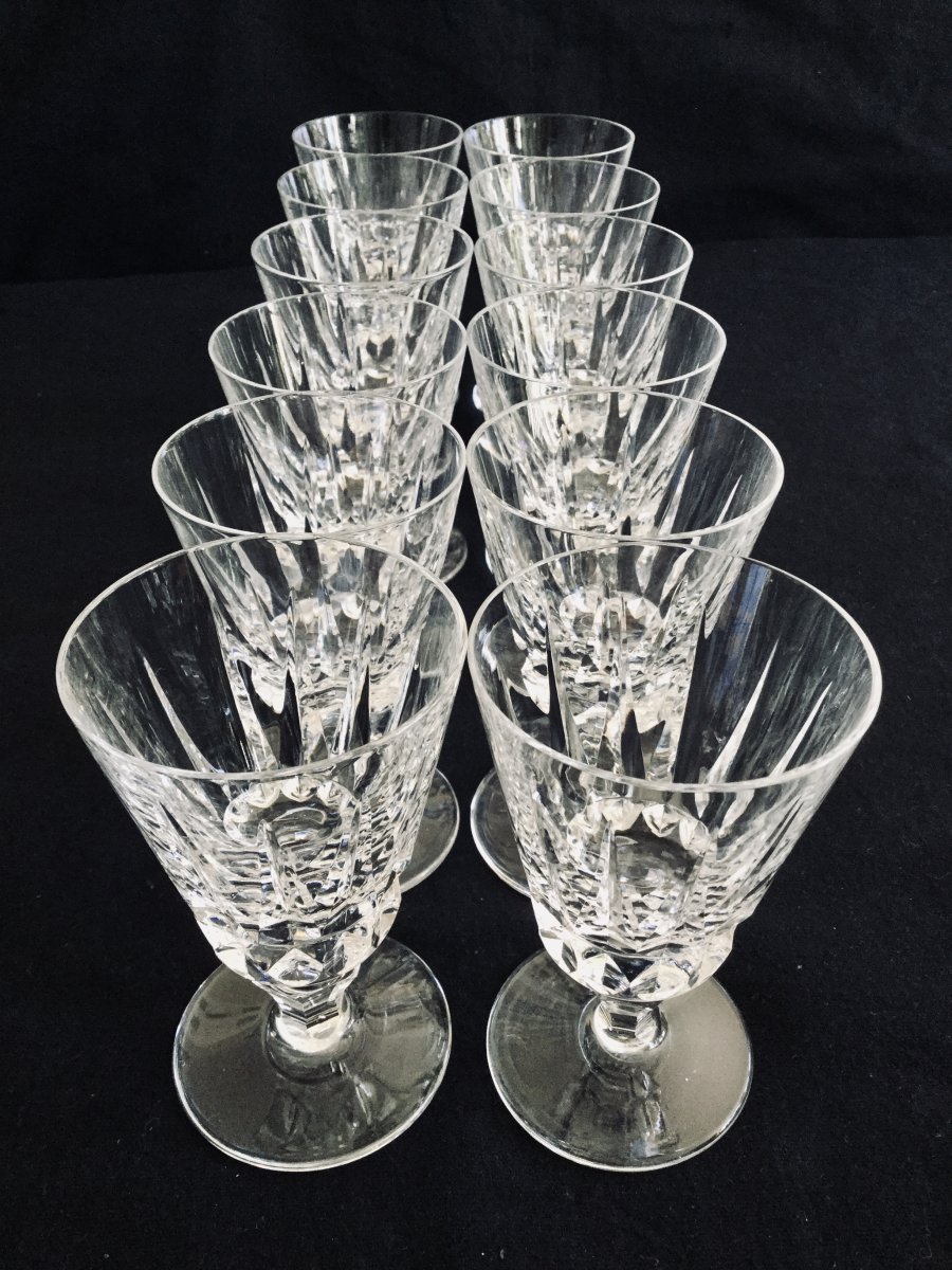 12 White Wine Glasses In Crystal From Saint-louis Guernesey Model-photo-2