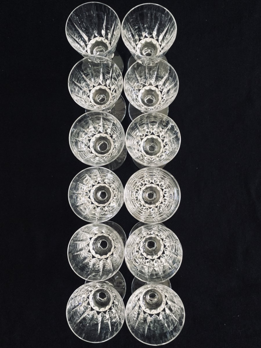 12 White Wine Glasses In Crystal From Saint-louis Guernesey Model-photo-3