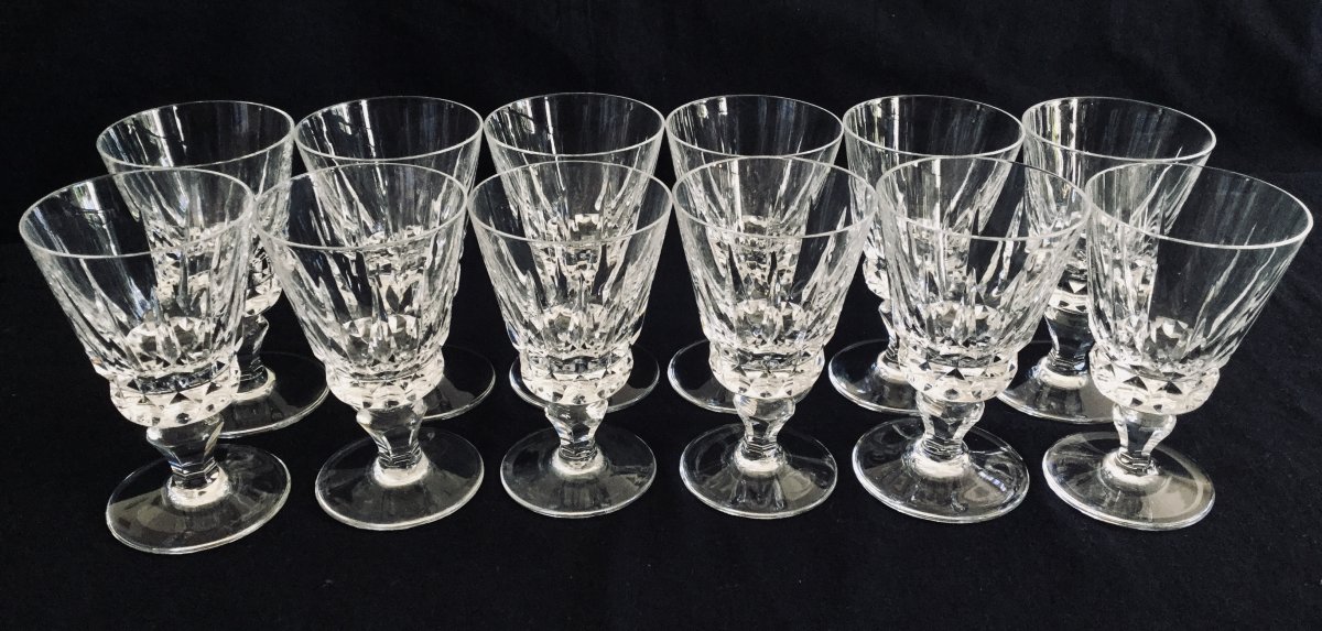 12 White Wine Glasses In Crystal From Saint-louis Guernesey Model-photo-4