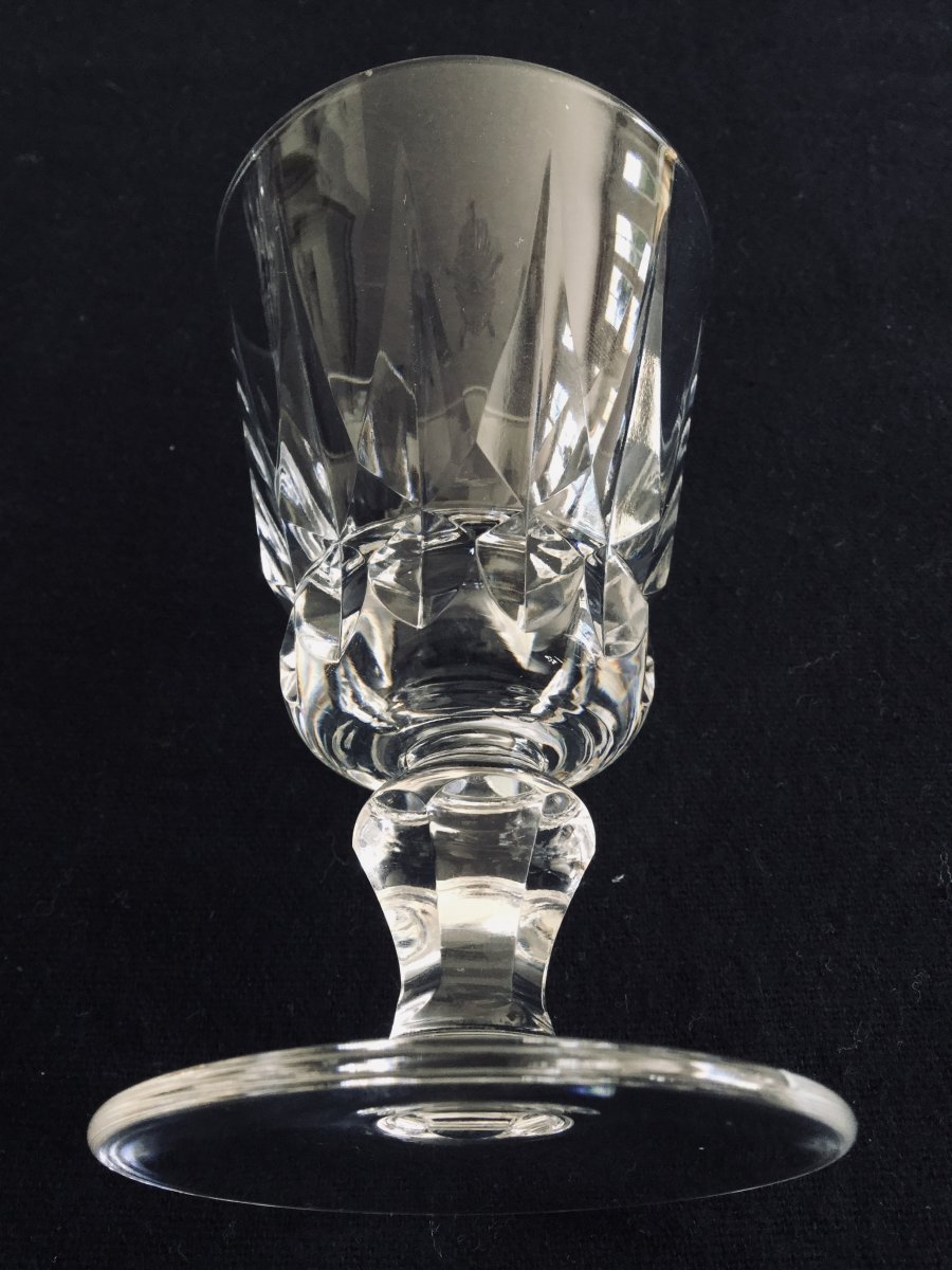 12 White Wine Glasses In Crystal From Saint-louis Guernesey Model-photo-2