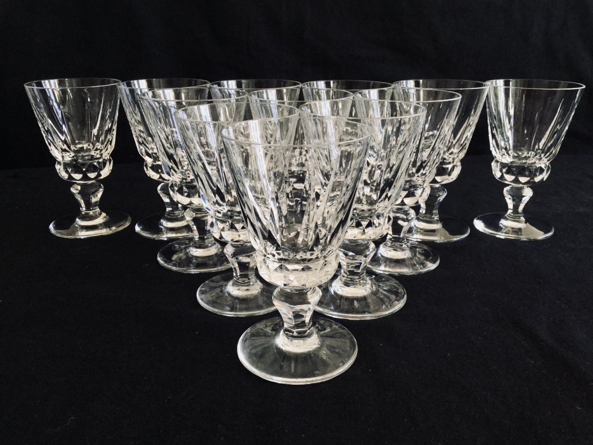 12 White Wine Glasses In Crystal From Saint-louis Guernesey Model