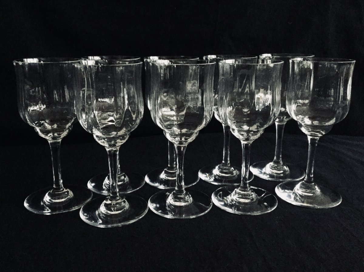 8 Baccarat Crystal White Wine Glasses Capri Model-photo-2