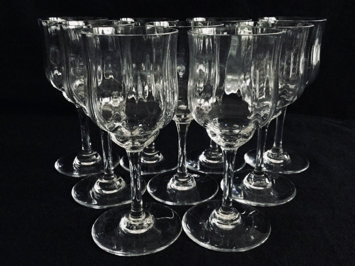 8 Baccarat Crystal White Wine Glasses Capri Model