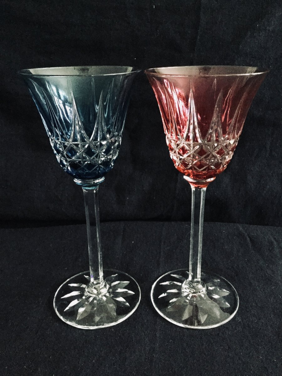 Pair Of Roemer Rhine Wine Glasses In Crystal From Saint-louis Tarn Model