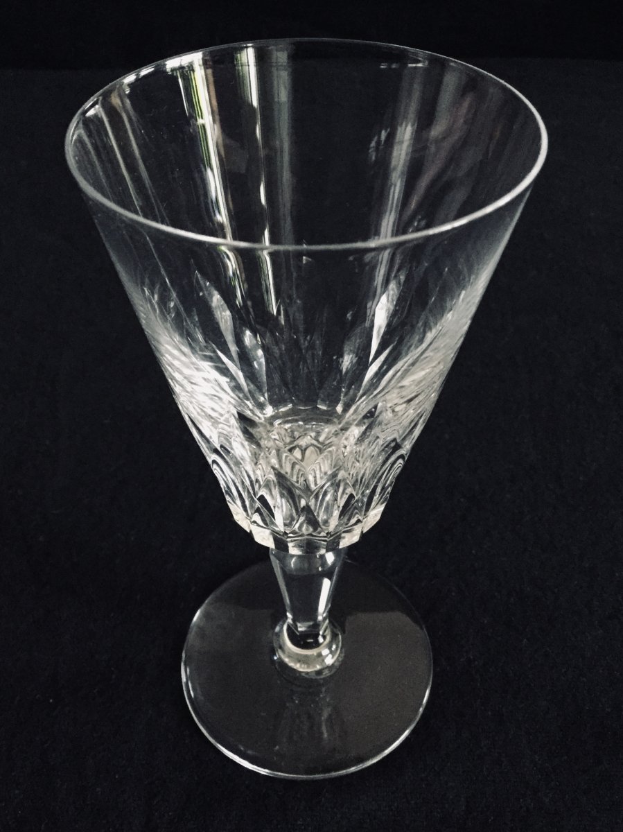 11 White Wine Glasses In Baccarat Crystal Carcassonne Model-photo-4