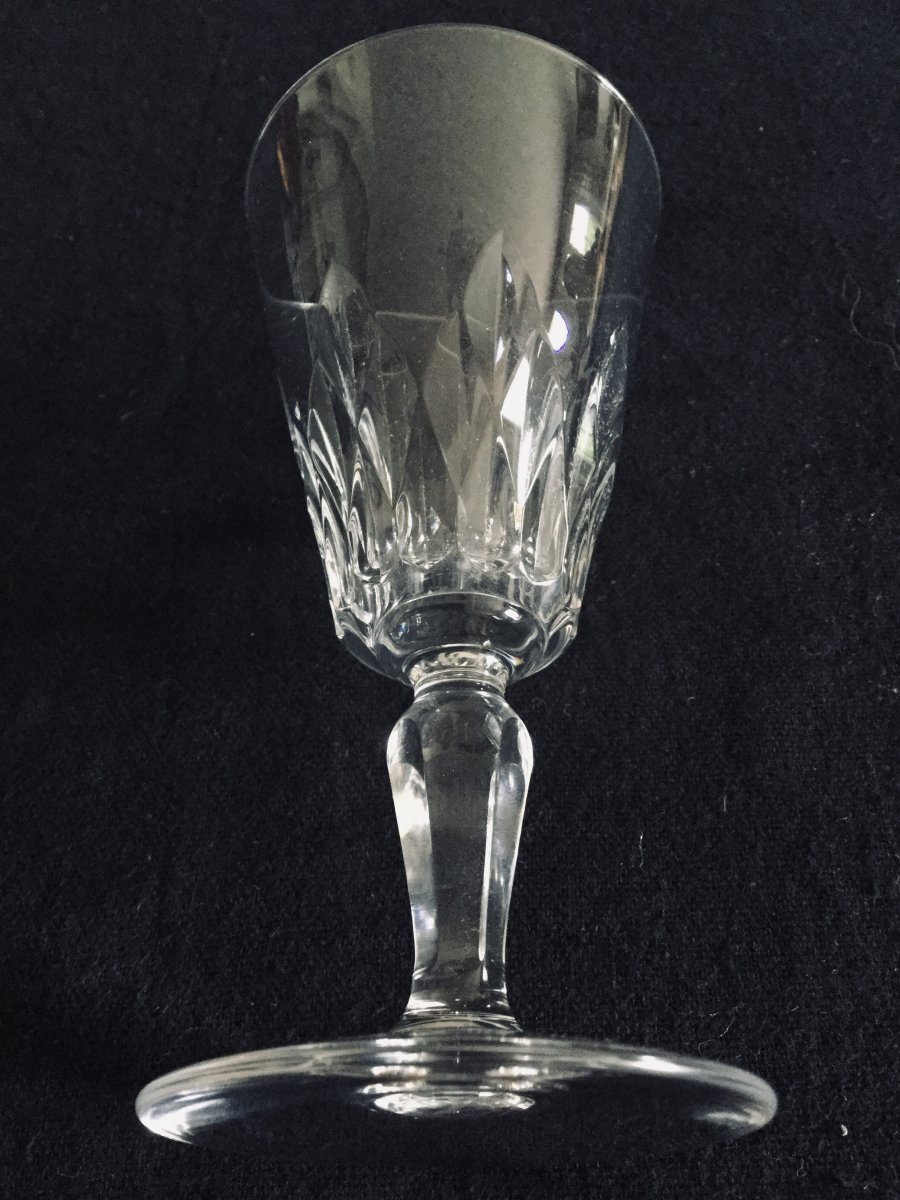 11 White Wine Glasses In Baccarat Crystal Carcassonne Model-photo-2