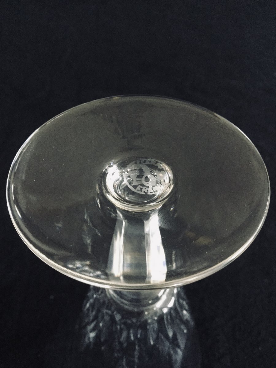 11 White Wine Glasses In Baccarat Crystal Carcassonne Model-photo-4