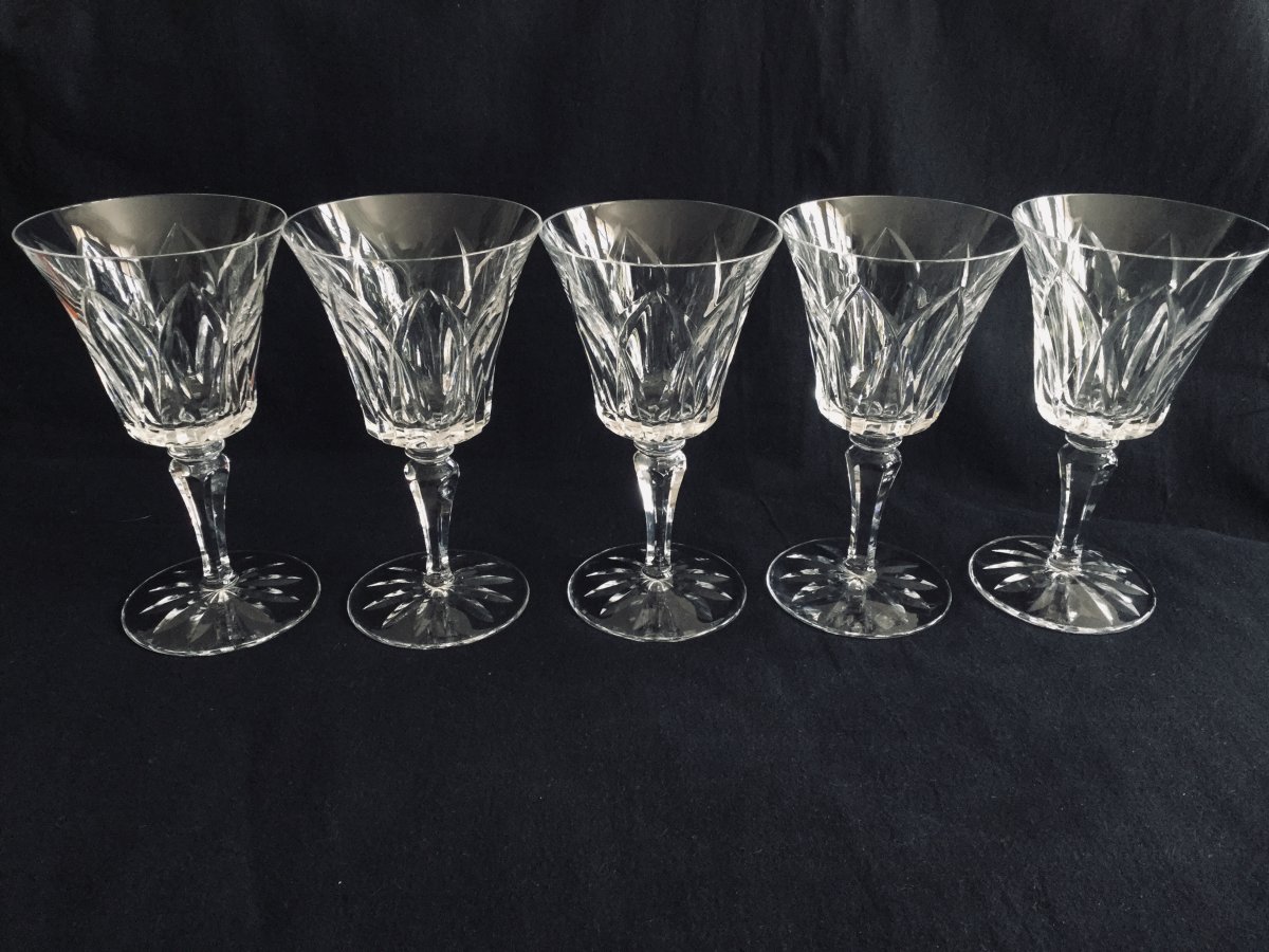 5 Crystal Water Glasses From Saint-louis Model Camargue -photo-2