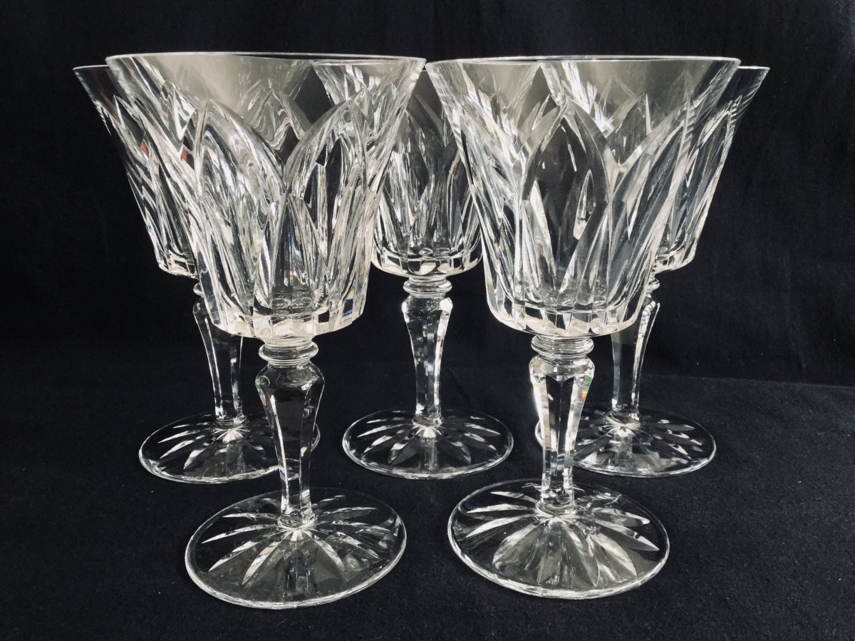 5 Crystal Water Glasses From Saint-louis Model Camargue 