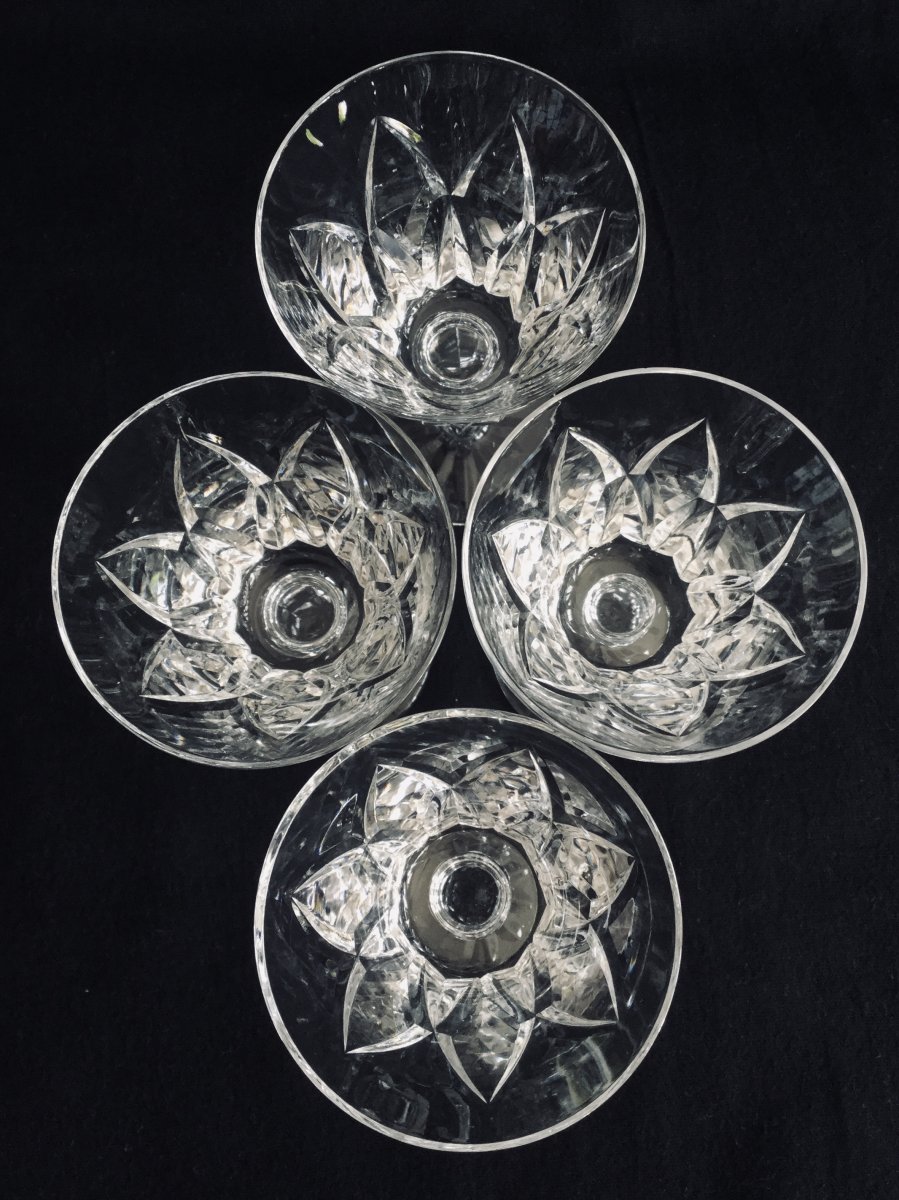 4 Red Wine Glasses In Crystal From Saint-louis Camargue Model-photo-3